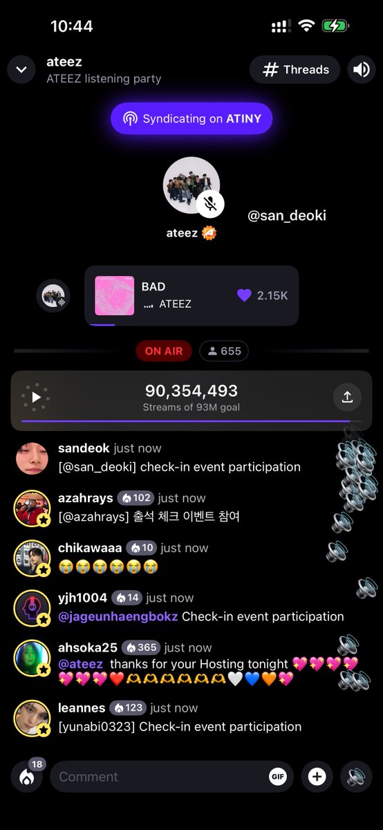 san_deoki's tweet photo. @ATEEZofficial  [📢] ATEEZ(에이티즈) STATIONHEAD 스케줄러 및 출석 체크 EVENT 💜💜💜💜💜💜

#ATEEZ #에이티즈
#GOLDENHOUR #GOLDENHOUR_Part5 #BAD #BADListeningParty https://t.co/NicnqgqAGU