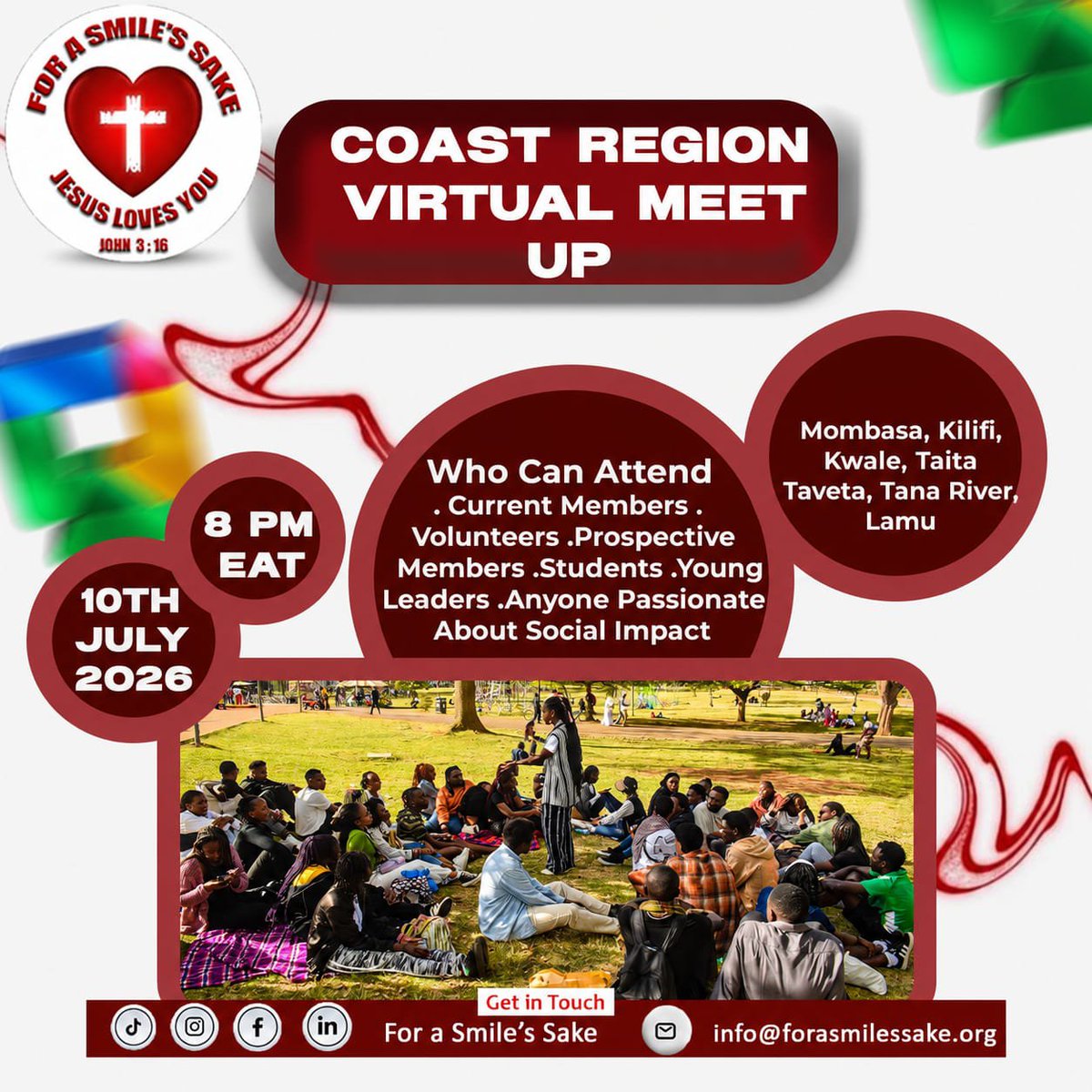 forasmilessake's tweet photo. Join the For a Smile's Sake Coast Region virtual meetup on 10TH JULY 2026 and discover how you can make a real difference in your community.

TIME : 8 PM EAT 

To receive the meeting link, join our WhatsApp community here:

https://t.co/mdiZAle8xS

Invite a friend. https://t.co/N5cDHCfzVe