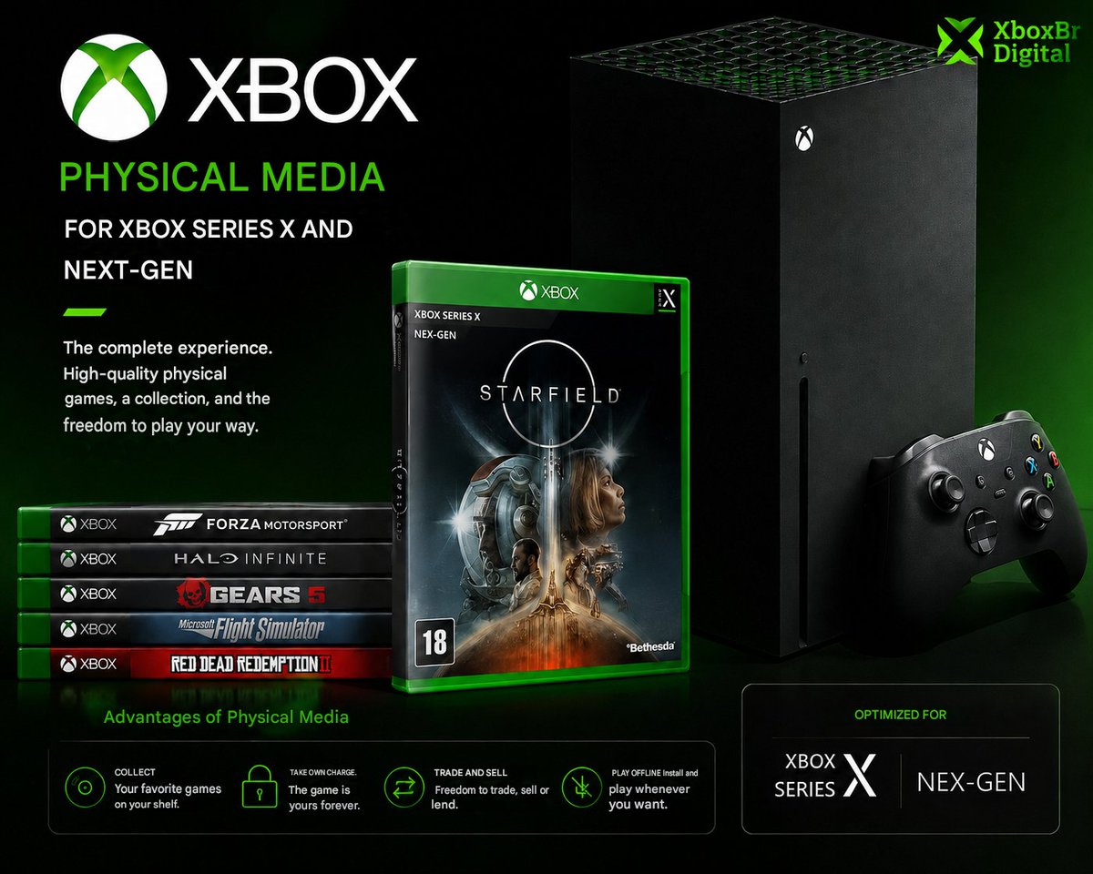 XboxBrDigital's tweet photo. 💽Se você gostaria de ver a mídia física voltar com mais força ao Xbox, vote agora no Xbox Te Escuta!
Sua participação pode ajudar a mostrar que muitos jogadores ainda valorizam a opção de comprar e colecionar jogos em mídia física.
🗳️Vote, compartilhe. https://t.co/6rkEtSYyb8 https://t.co/1DaomFVr5s