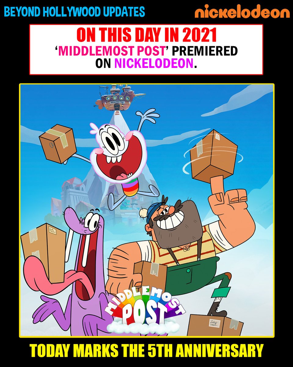 BeyondHUpdate's tweet photo. Five years ago, on July 9, 2021, Middlemost Postpremiered on Nickelodeon, bringing a bright and unusual animated comedy to the network’s Friday-night lineup after The Patrick Star Show.
The series followed Parker J. Cloud, a former raincloud, Angus Roy Shackelton, a tough mailman, and Russell, their magical pet walrus, as they delivered packages across the strange world of Mount Middlemost.
Created by SpongeBob SquarePants alum John Trabbic III, the show was notable as Nickelodeon’s first original animated series in five years at the time. Its voice cast included Becky Robinson, John DiMaggio, Kiren, Colton Dunn, and Johnny Pemberton.
The debut episode featured “First Delivery” and “Chore or Less,” setting up the show’s mix of weird humor, colorful visuals, and heartfelt friendship. Even with a shorter run, Middlemost Post remains a fun part of Nickelodeon’s early-2020s animation era.
With Parker, Angus, and Russell spreading cheer one package at a time, the series still stands out as a sweet, silly, and imaginative cartoon.
#MiddlemostPost #Nickelodeon #NickAnimation #AnimatedSeries #Cartoons