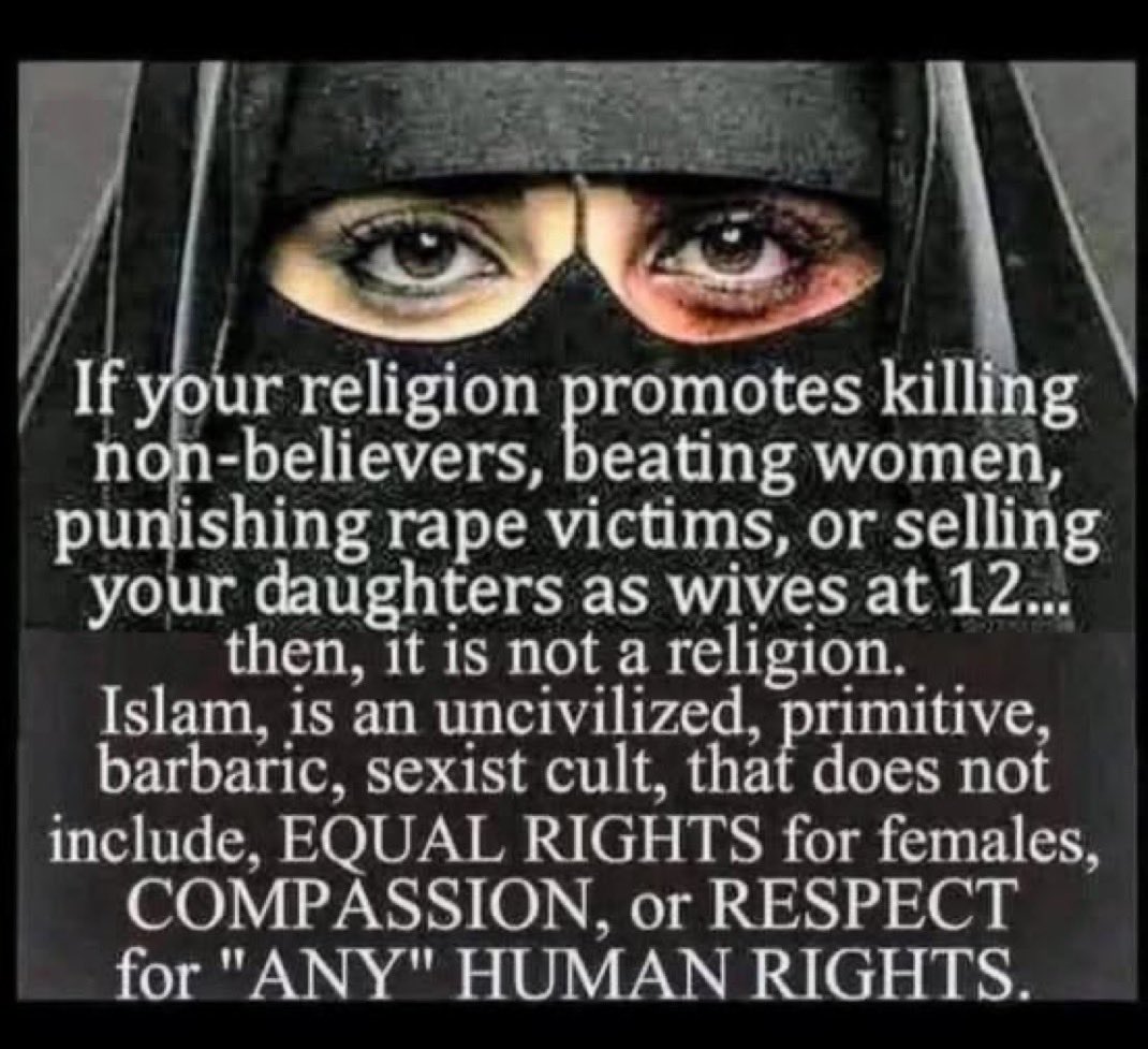 AprilMaxineT's tweet photo. Islam is the worst colonizing predator cult in history and it’s only 1400 years old.. Sharia only 500 years… it is NOT a religion… it’s a predator cult! How is the Jizya not EXTORTION!!! they are just another criminal mafia!!! Unorganized Crime!!!! Predator cult and they are fraudulently using religion for tax free networks of racketeering!!!