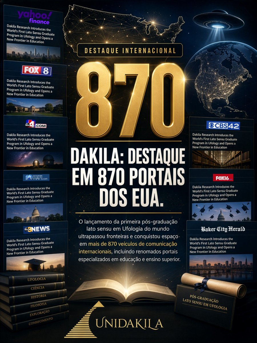 urandirresponde's tweet photo. Um novo marco para a educação, a pesquisa e a #Ufologia 🛸

O lançamento da primeira pós-graduação lato sensu em Ufologia do mundo, desenvolvida pela #Unidakila e idealizada por Urandir Fernandes de Oliveira, ganhou destaque em mais de 870 portais dos Estados Unidos. https://t.co/o7L2rewxpK