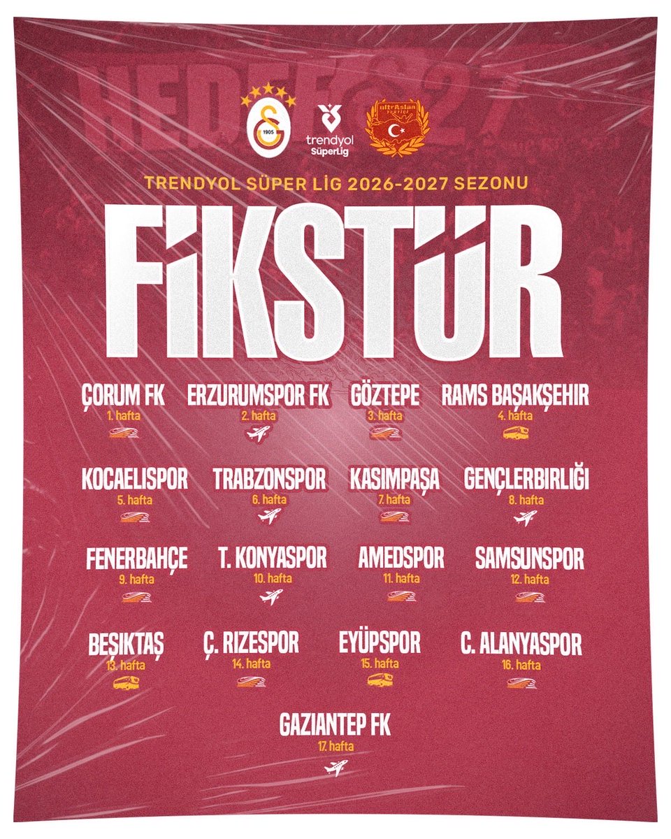 ultrAslan35's tweet photo. Süper Lig 2026-2027 Sezonu fikstürümüz belli oldu! #Hedef27 

#ultrAslanİzmir https://t.co/92kddfC5sM