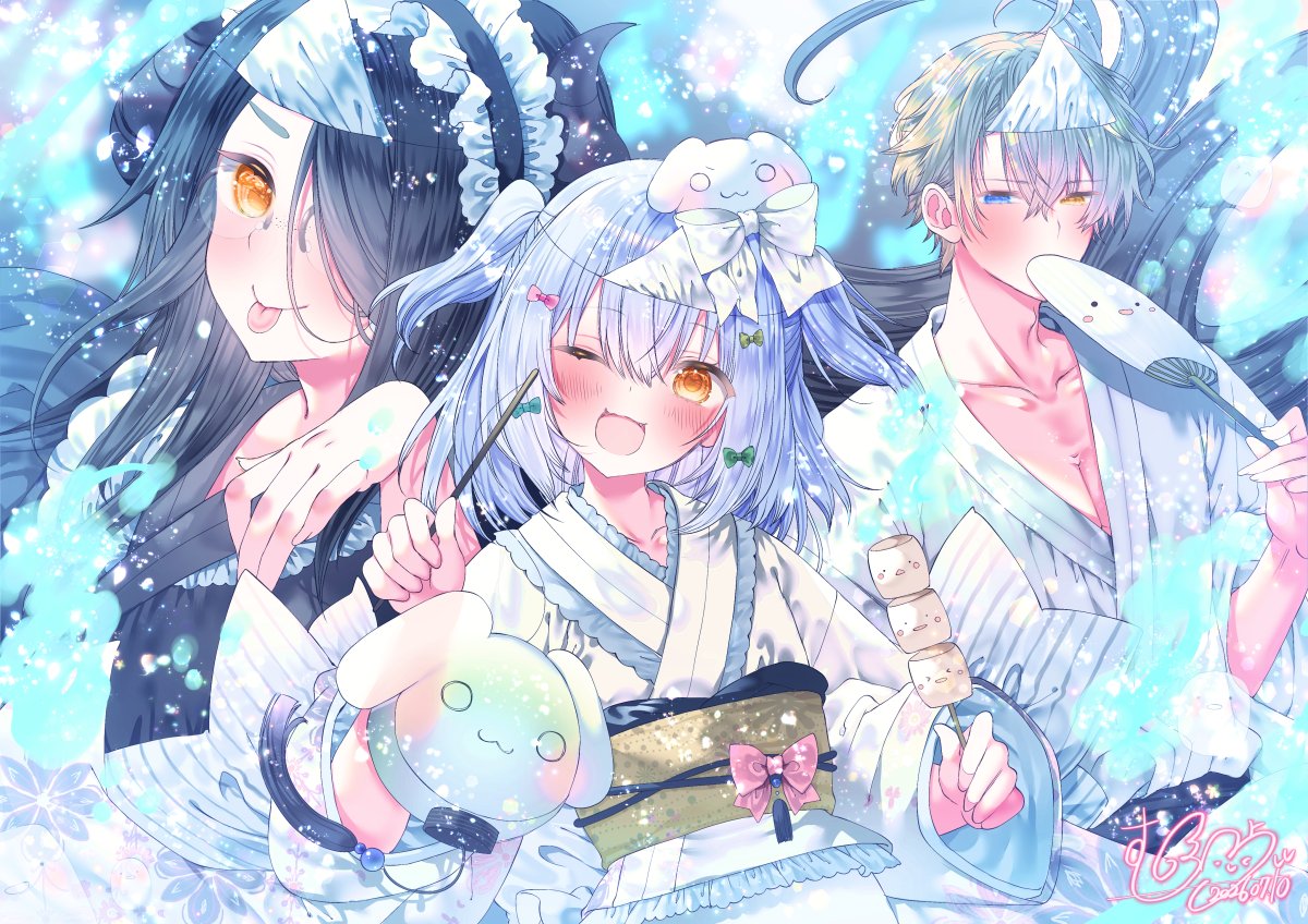 chocomoo3's tweet photo. 夏だ！お盆だ！マシュマロお化けだ！.°ʚ(*˘︶˘*)ɞ°.｡.:*♡
この3人本当好き.°ʚ(*˘︶˘*)ɞ°.｡.:*♡

#たまきあーと #絵東ライフ #かなえ先生からの宿題 https://t.co/WYBom9taUx
