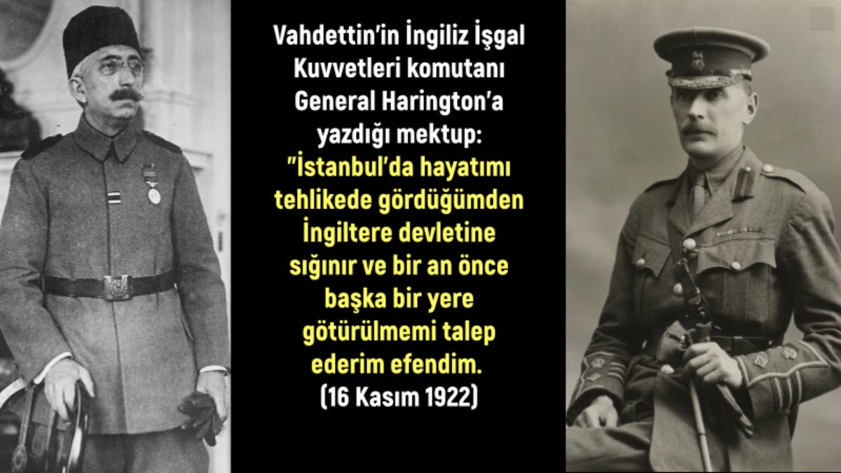 Ondeyi's tweet photo. @gokceekatuun Vahdettin adeta yalvararak İngiliz gemisine binerek kaçmıştır.
Ne yaparsanız yapın tarihi değiştiremezsiniz!

Vahdettin, işgalci İngilizlerden yardım istedi:
Hayatım tehlikede beni buralardan kaçırın!
VAHDETTİN
https://t.co/0jYoE9otX4
Abone olmayı unutmayın https://t.co/yrF4r2UJqt