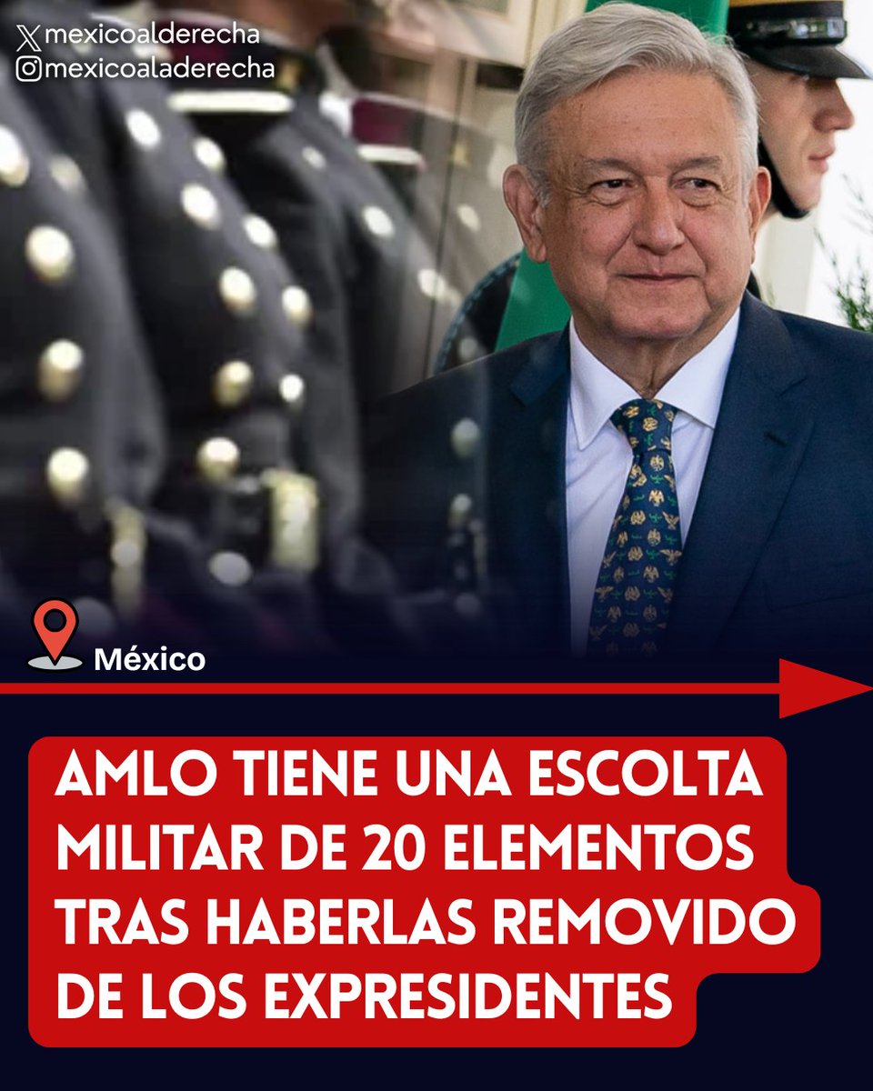 MexicoalDerecha's tweet photo. 🚨🇲🇽/ AMLO TIENE UNA ESCOLTA MILITAR DE 20 ELEMENTOS TRAS HABERLAS REMOVIDO DE LOS EXPRESIDENTES

¿Cómo ven la hipocresía morenista?

Según el empresario @MariettoPonce, el narcoexpresidente AMLO cuenta con una escolta de 20 elementos del ejército con camionetas blindadas, helicópteros y aviones de la Fuerza Aérea, después de haberlas removido a los anteriores exmandatarios.
