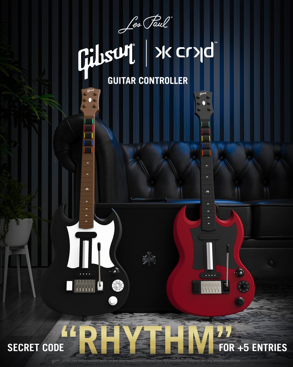 crkdgg's tweet photo. The secret code is... "RHYTHM"!

Use it for +5 extra entries for a chance to win a Gibson SG Black or Cherry guitar controller!

Go back in and boost your chances! 👇
https://t.co/FRCMyN8ryo

T&amp;C Apply. https://t.co/KF6CMWam2V