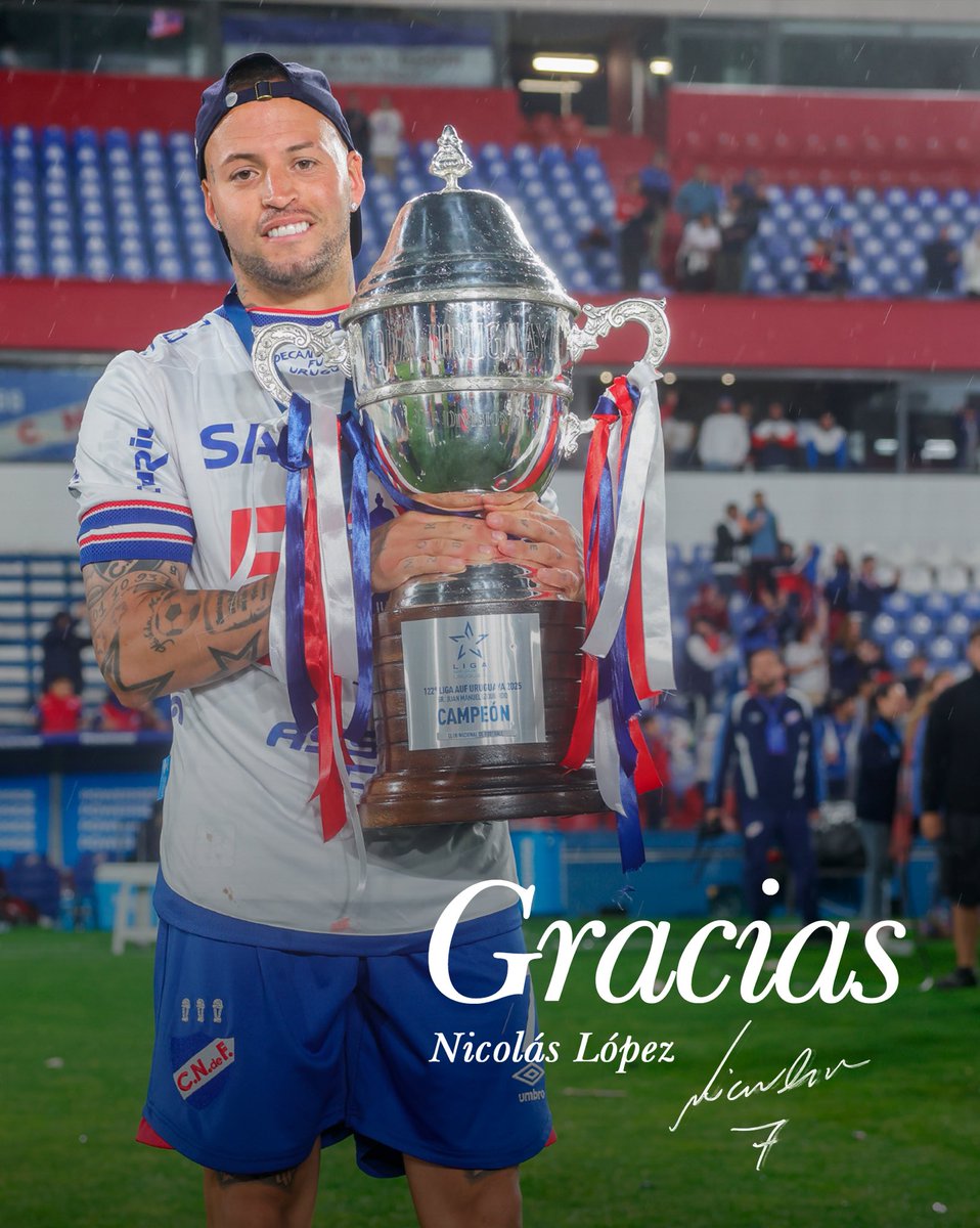 Nacional's tweet photo. El Club Nacional de Football comunica que, de común acuerdo entre las partes, se dio por finalizado el vínculo contractual que unía a Nicolás López con la institución.

Gracias Nico por volver a casa, por defender estos colores y por escribir un nuevo capítulo con esta camiseta 💙🤍❤️

¡Éxitos en lo que viene! 🙌🏼