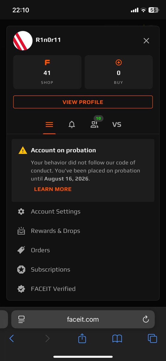 Rinorq04's tweet photo. Hello Faceit How im banned for Unsportsmanlike just for telling the teammate to not troll the game and to play a good game , if we go like this having teammates speaking russian or any other language lets get all the Europian country their servers and speak our language . 
Thanks https://t.co/t0MvL8QzFQ