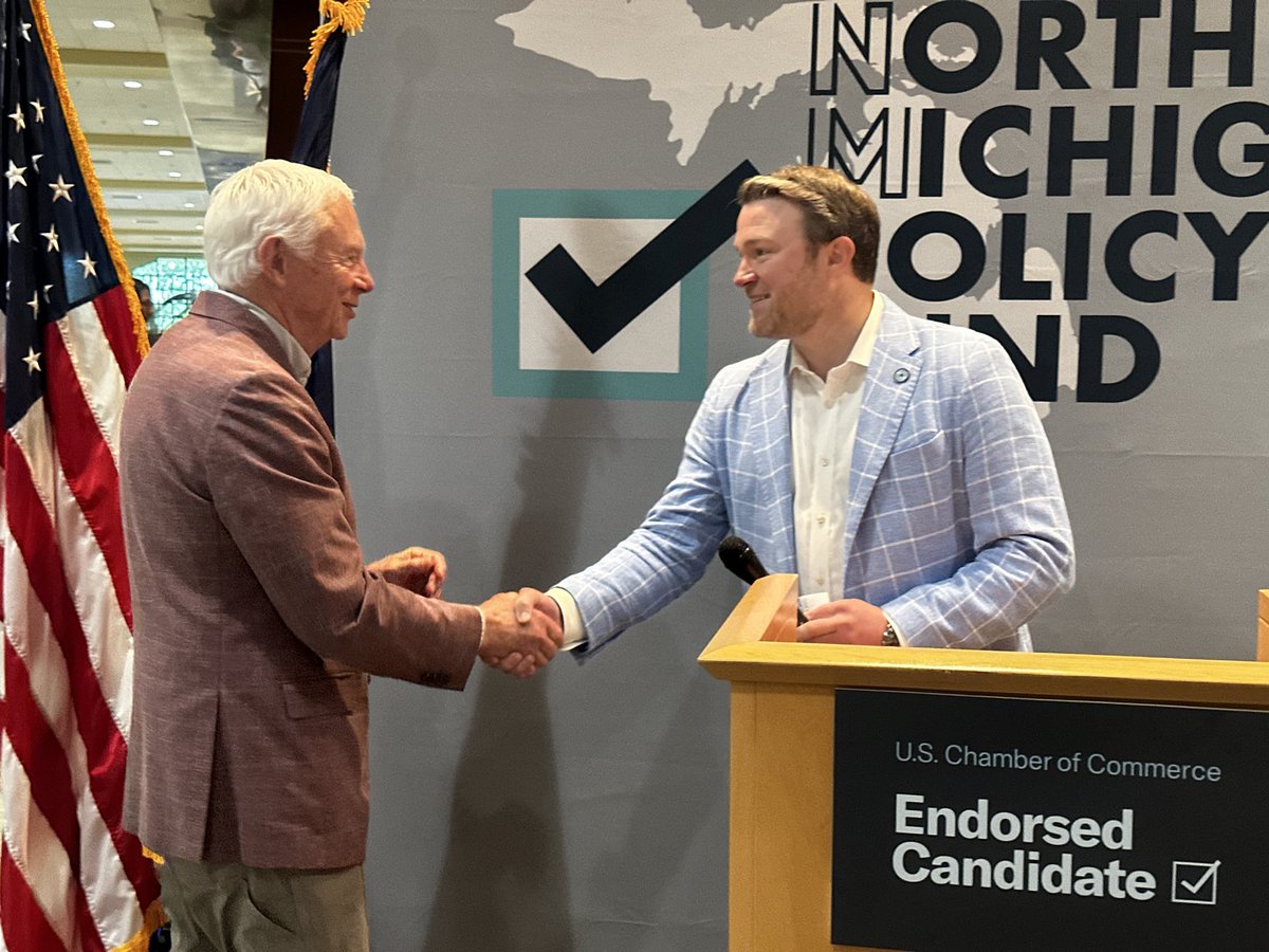 USChamberAction's tweet photo. The @uschamber was proud to endorse @JackBergman_MI1 in #MI01 today with an event at the Cherry Capital Airport in Traverse City!

Read more: https://t.co/5UNekDDro2 https://t.co/JOw2OJSlYe