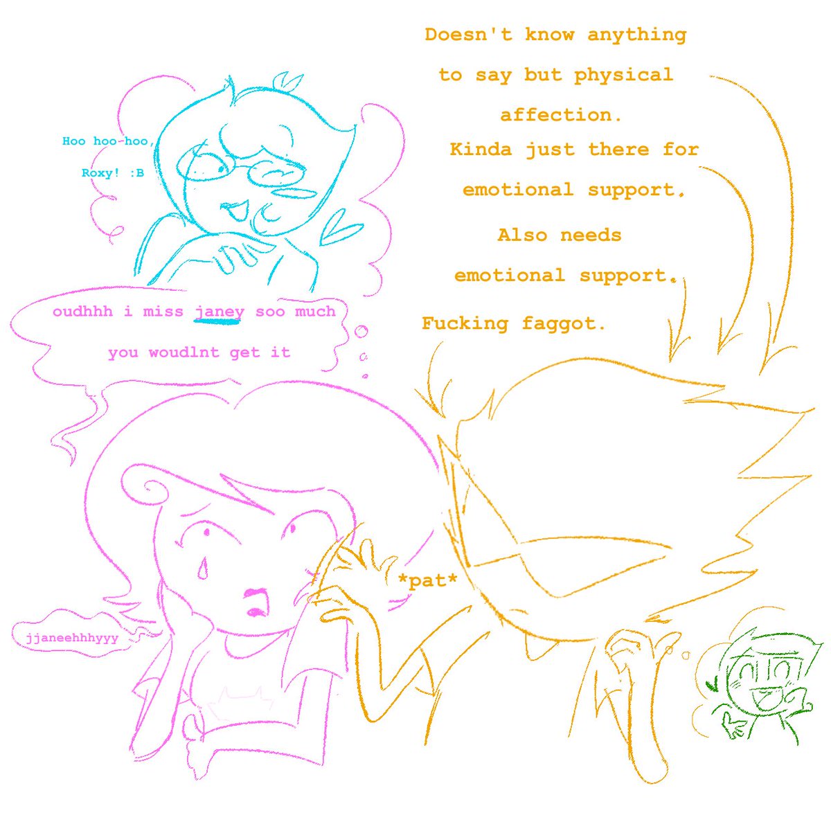 azuerish's tweet photo. Sorry for my inactivity. Here's a really REALLY old doodle for my moirail once upon a time ago. #DirkRoxy https://t.co/i8ZIKqUzem