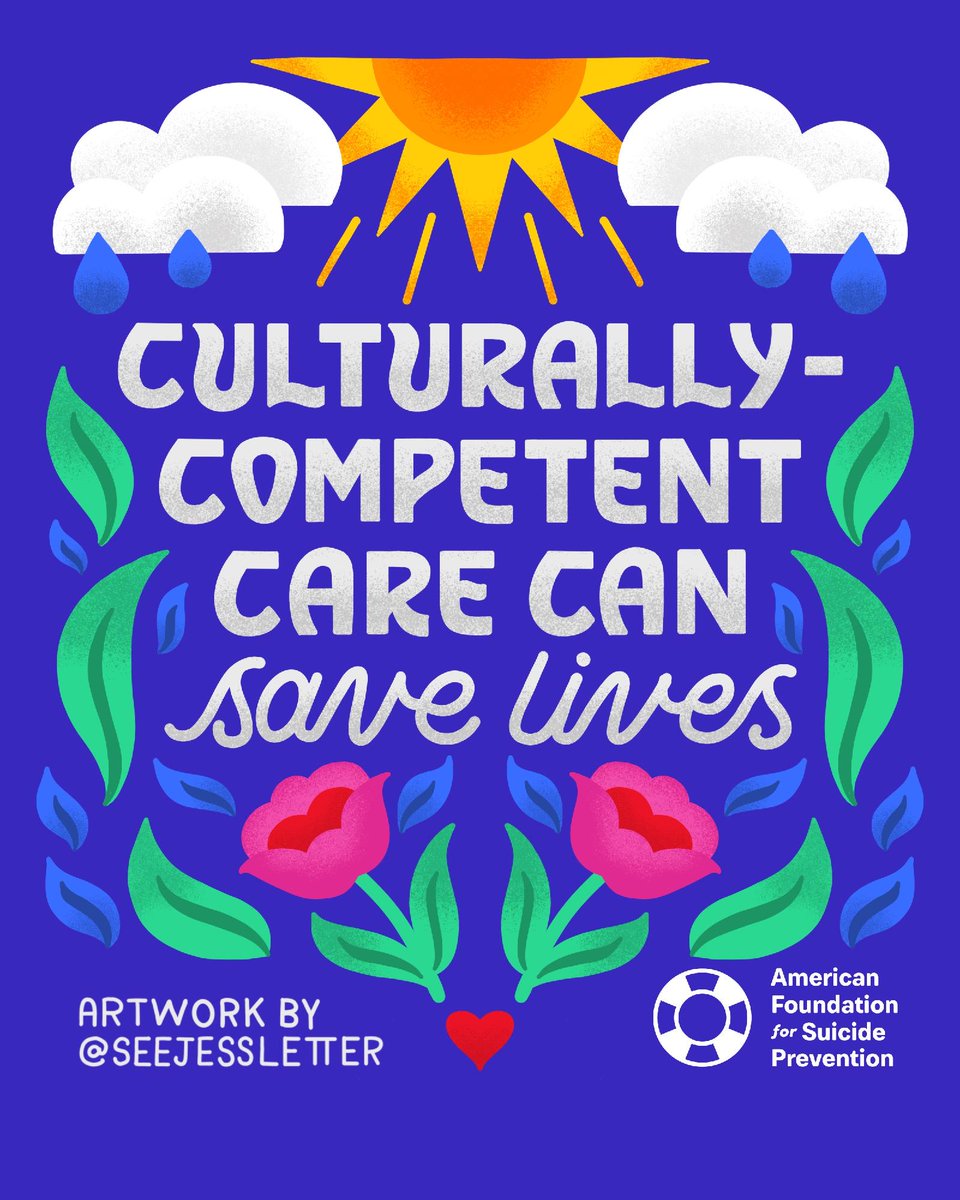 afspnational's tweet photo. People from diverse backgrounds can face unique mental health challenges and stigmas. Let's work to break down these barriers and give everyone access to support that speaks your language, honors your background, and can respect your experiences. 🫂💙
🎨 Artwork by Jessica Molina https://t.co/0fIq6Ui9XR