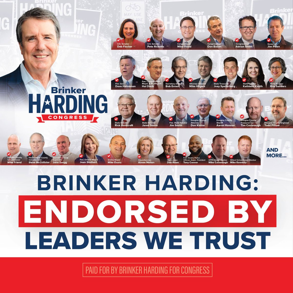 BrinkerHarding's tweet photo. Make no mistake about it — campaigns in NE-02 are won by first building a diverse grassroots coalition on the ground as our team has done from the very beginning. 

I’m honored to have the support of dozens of Nebraska leaders that we all know and trust, but the greatest endorsement I’ll ever receive is your vote this November. 

Together, we will make life more affordable for Nebraska families and reform Washington to make them more accountable to the people they serve. 

Learn more or join our team today at https://t.co/606RUdi0Nb!