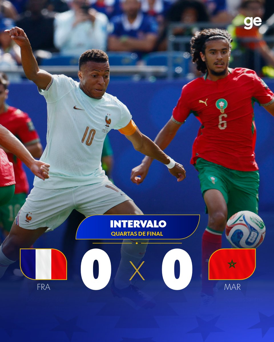 geglobo's tweet photo. Intervalo em Boston, França e Marrocos empatam por 0 a 0! Mbappé perdeu um pênalti.

📷 Reuters

#CopaNaGlobo #futebol #ge2026 #franca #marrocos #intervalo https://t.co/lU1Sj6OAsE