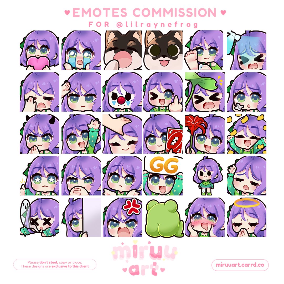 MiruuArt's tweet photo. new emotes for lilraynefrog 💚🐸
#VgenComm #Commission #OpenCommissions #EmotesCommission #DigitalArt https://t.co/Gzi3vj9Qhz