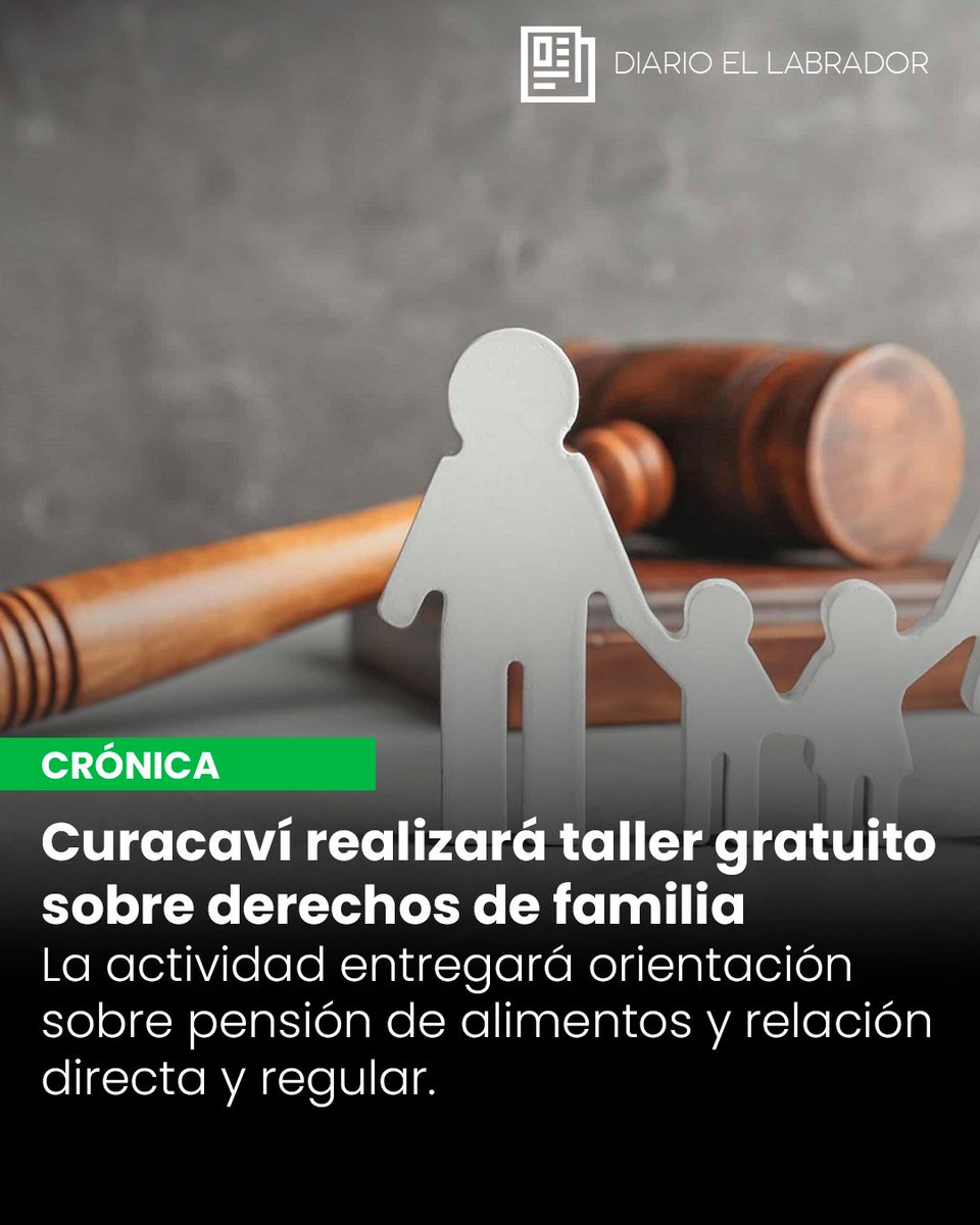 ElLabradorOf's tweet photo. ⚖️ Curacaví invita a taller sobre pensión de alimentos
👨‍👩‍👧 La actividad entregará orientación gratuita sobre pensión alimenticia y relación directa y regular.
📰 Léelo completo en nuestro sitio 👉 https://t.co/YVYFMtRzDU https://t.co/hojCR9l9VS