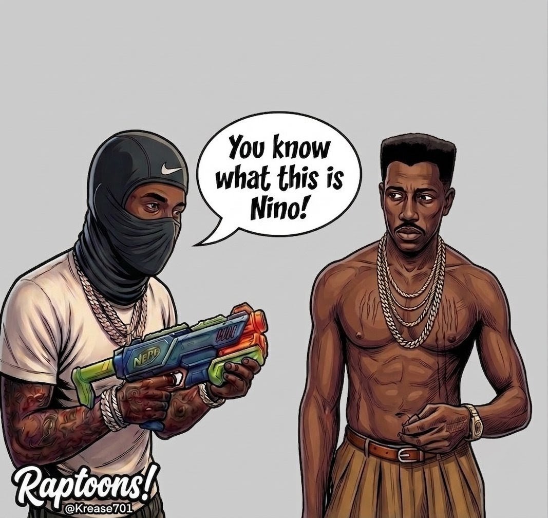 Krease701's tweet photo. That time Pooh robbed Nino #newjackcity #ninobrown #poohshiesty https://t.co/l0rd6yRpnq