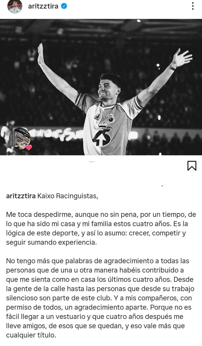 racinguismo_com's tweet photo. Despedida de Aritz Aldasoro https://t.co/laBgS5SHPb