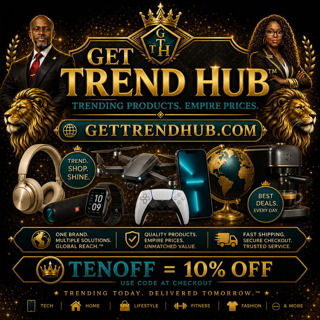 AmandaBizGlobal's tweet photo. 🔥 Day 3 — GET TREND HUB™ | Trending Products. Empire Prices.
The hottest products online, all in one place. Shop now → https://t.co/I5x4ZPWYbA | Code TENOFF = 10% OFF
👑 Reign On.™ #AmandaEmpire👑 #ShopWithAmanda🛍️ https://t.co/BmUWQZBqaF