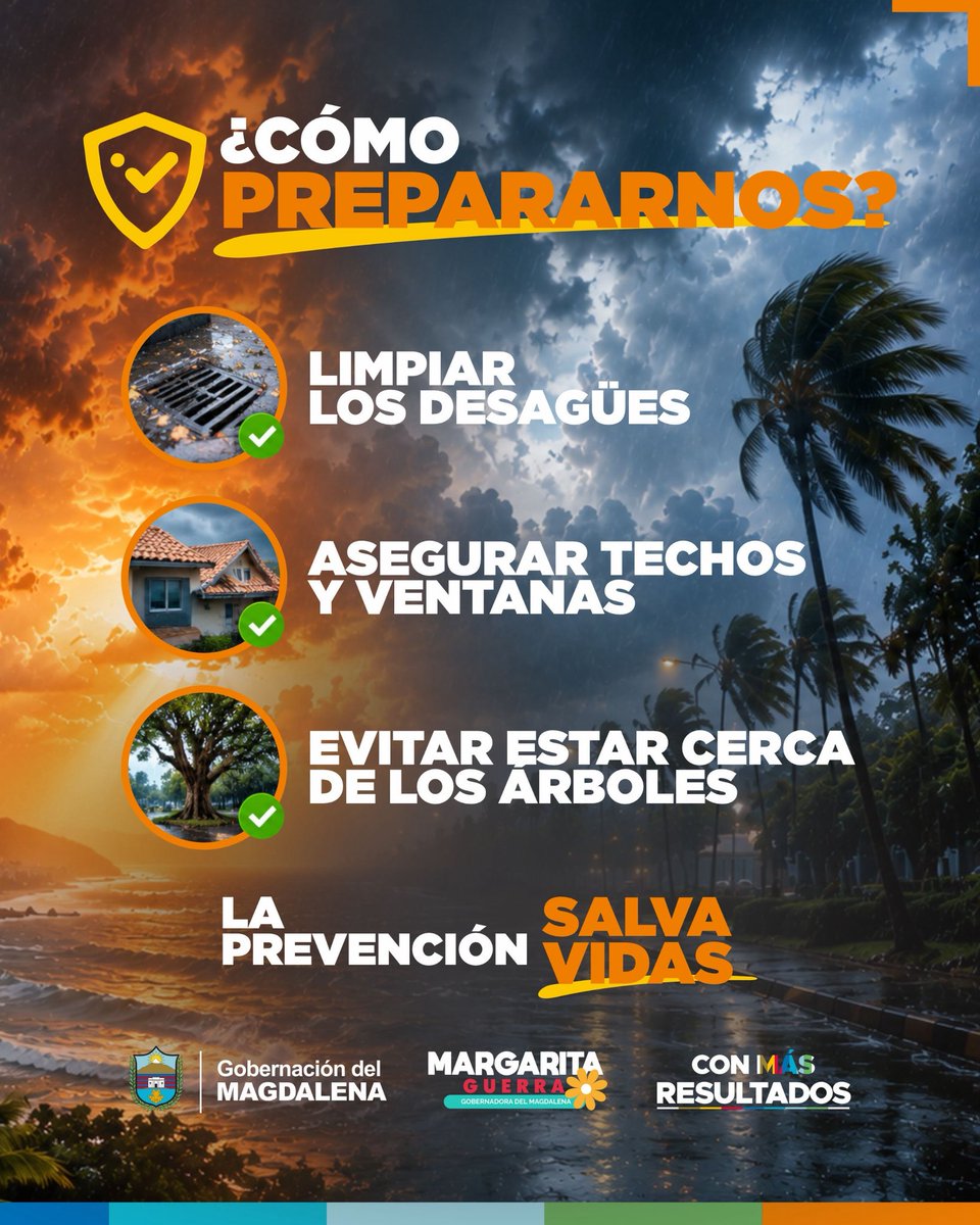 MagdalenaGober's tweet photo. Atención magdalenenses, estamos atravesando una Onda Tropical en la cual se prevén lluvias, abundante nubosidad  y posibles tormentas eléctricas, tenga en cuenta estas sencillas recomendaciones.

Recuerda que la prevención hace la diferencia. https://t.co/h89oWcabFv