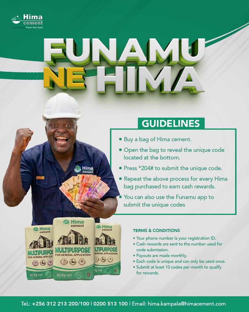 davidbalinda4's tweet photo. Build with confidence and earn while you’re at it. Every qualifying bag of Hima Multipurpose Cement comes with a unique code that could earn you instant cash rewards. Dial *204#, enter your code, and enjoy more value on every project.

#HimaMultipurpose #FunamuNeHima #HimaCement https://t.co/us3BSqGhVs