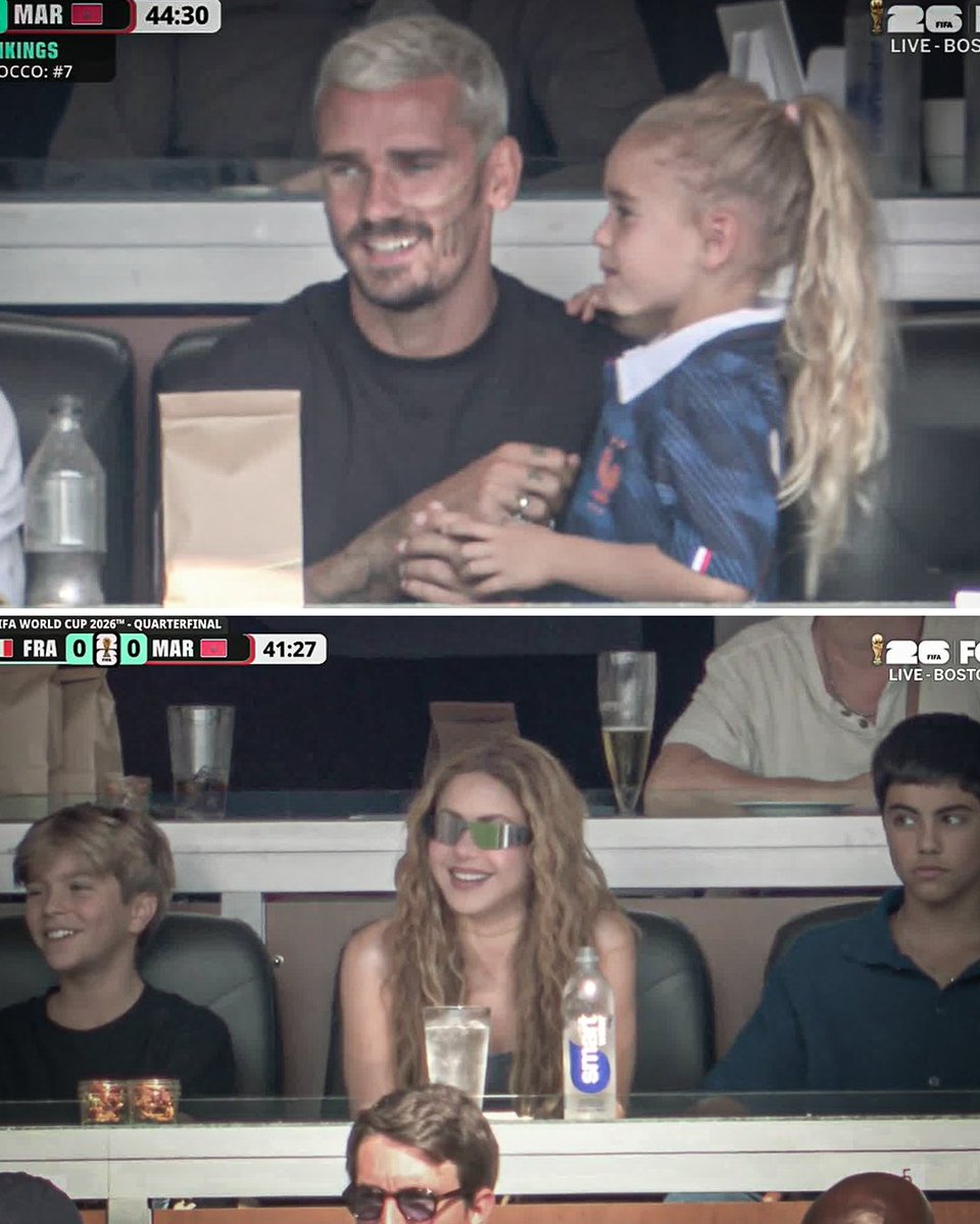 ESPNFC's tweet photo. France-Morocco is a family outing for Griezmann and Shakira 💙 https://t.co/bNWI813GXC