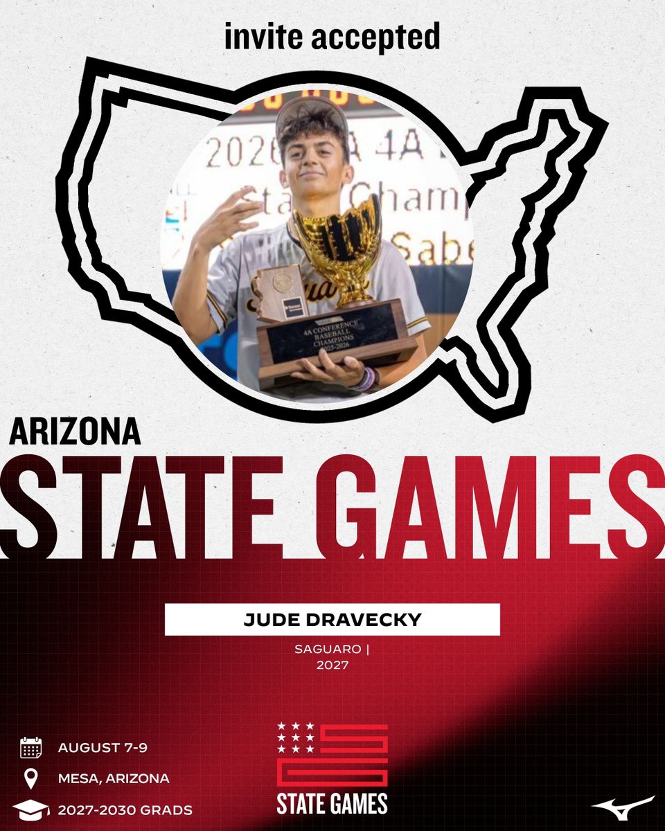PrepBaseballAZ's tweet photo. 𝘼𝙕 𝙎𝙏𝘼𝙏𝙀 𝙂𝘼𝙈𝙀𝙎: 𝙄𝙉𝙑𝙄𝙏𝙀 𝘼𝘾𝘾𝙀𝙋𝙏𝙀𝘿 ✅

Welcome the following players to the 2026 Arizona State Games.

The top invite-only event in the state 👀 Request an invite below.

Request an Invite 👉: https://t.co/NRVcM5kJCS

#BeSeen | #AZStateGames26 https://t.co/x9MVA2H2ni
