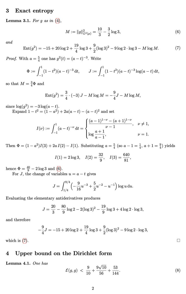 PI010101's tweet photo. Grok 4.5 just constructed an explicit counterexample to hypercontractivity for the Poisson semigroup (the square root of the Laplace–Beltrami operator) on the 4-sphere.

Back in 2021, with Rupert Frank https://t.co/AvXd1zWIpX  we proved that hypercontractivity holds in dimensions  ≤3 and fails in sufficiently large dimensions (for example, in dimension 13). Grok's example shows that it already fails in dimension 4, making our earlier result sharp.

I also tested this problem on several other frontier AI models. One of them also managed to find a counterexample, but I particularly like Grok 4.5's solution: it is explicit, simple, and elegant.

The attached files were generated entirely by Grok 4.5 build (with zero intervention on my side).