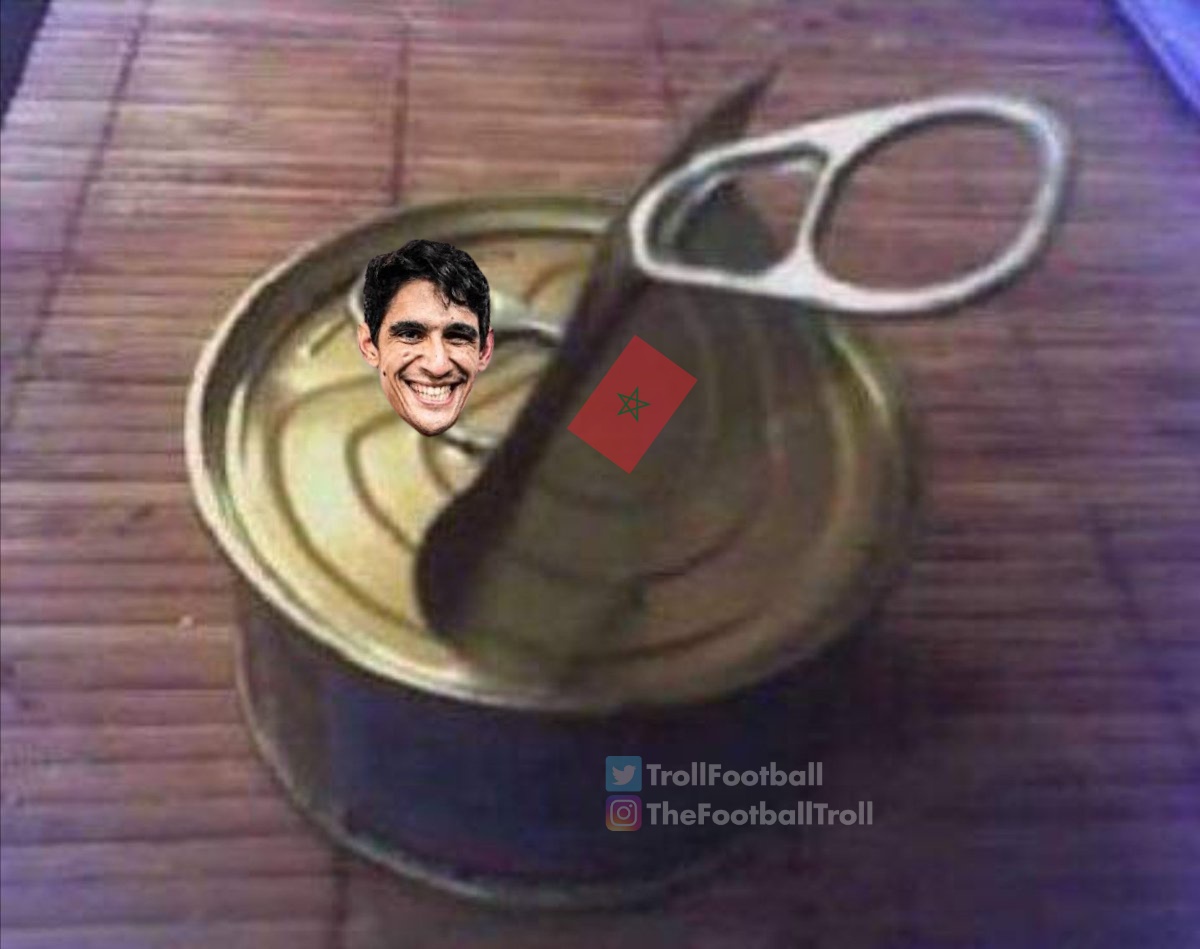 TrollFootball's tweet photo. When you finally get past the Moroccan defence but then find Bono. https://t.co/RKkCzLQ08K