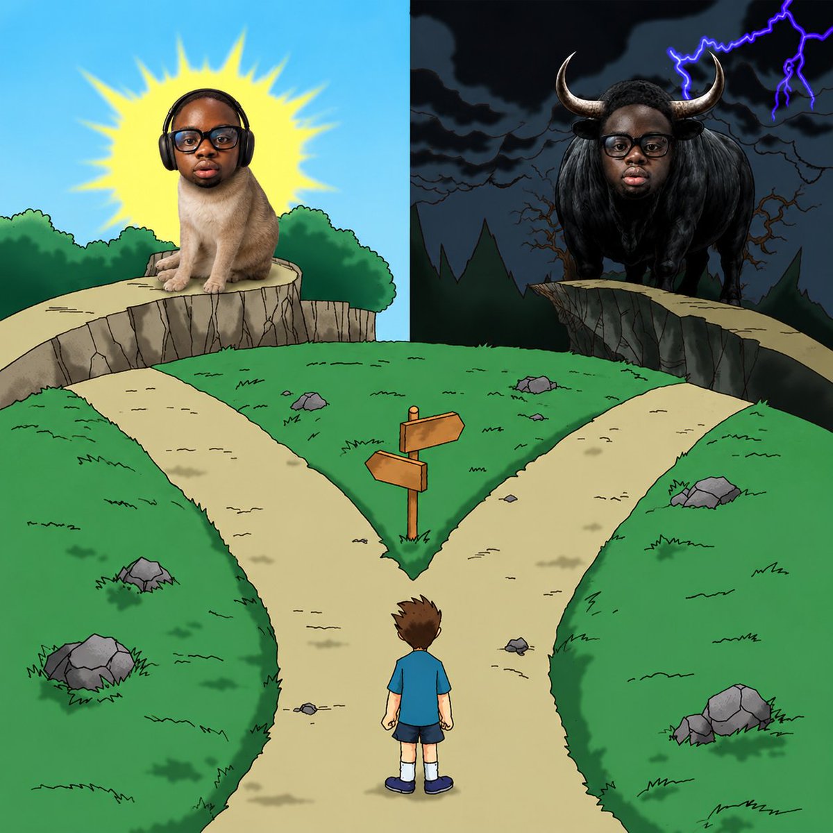 TheBoogieverse's tweet photo. Which way, western man? https://t.co/ox1xB7fSLr