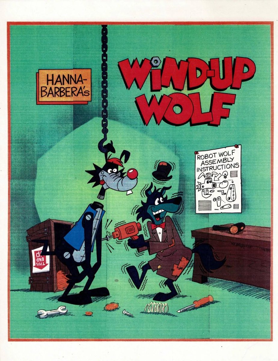 DailyHBcartoons's tweet photo. Tex Avery' s Wind-Up Wolf  rejected TV series pitch from late 70s , this later was reworked as short for What a Cartoon! in 1995 https://t.co/hSp7iDTToI