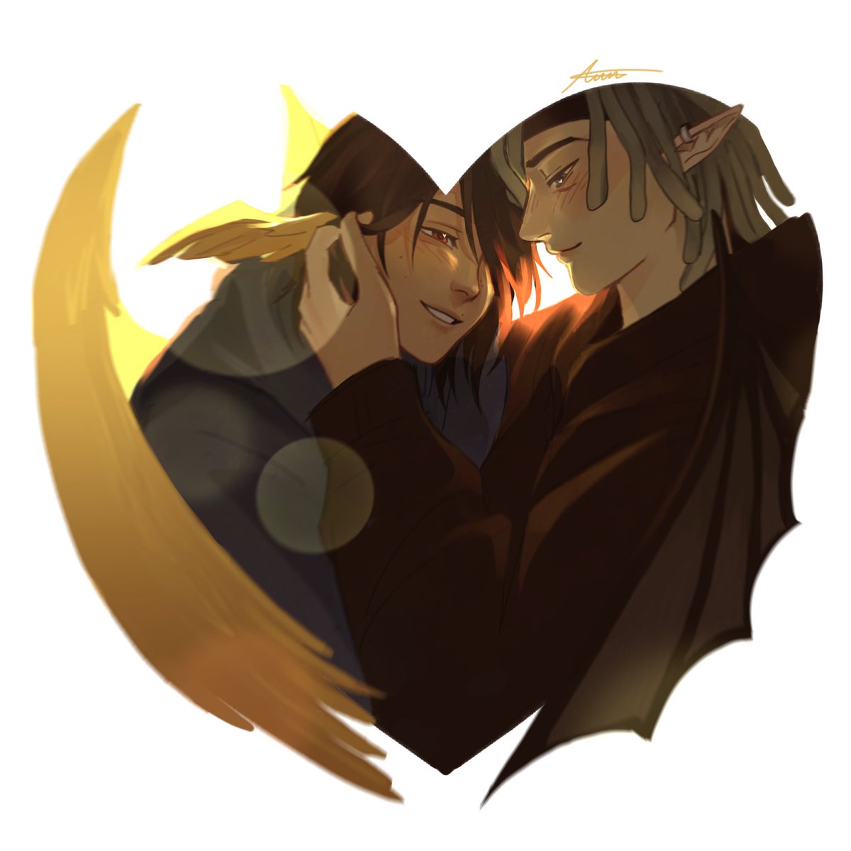 some1thatdrawsx's tweet photo. thought their wings kinda made a heart &amp; lowk wanna make this a sticker now #naukosick https://t.co/ECtZZDgKv1