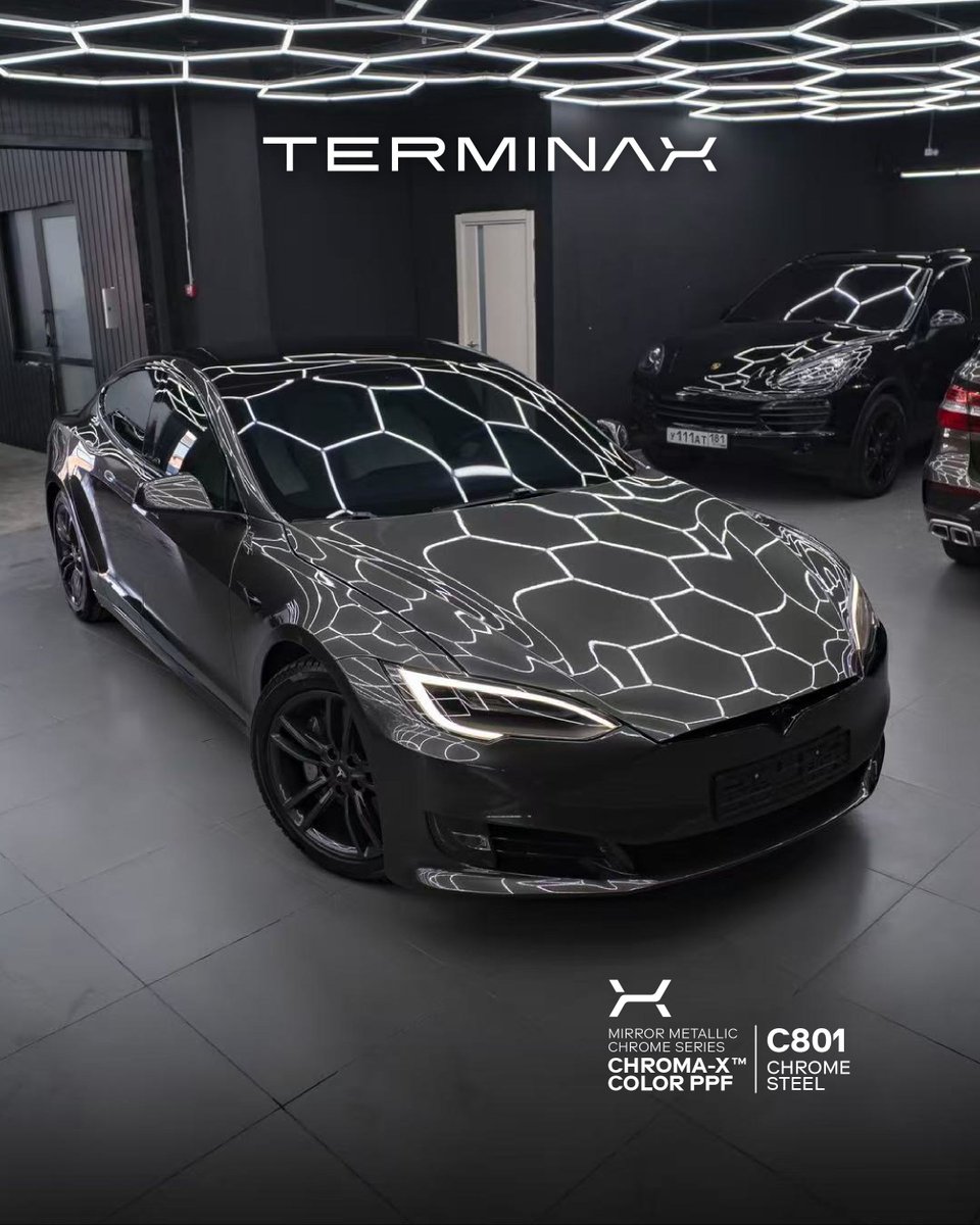 Terminax_USA's tweet photo. C801 Chrome Steel

#Terminax #PPF #carculture #tesla #Chromesteel https://t.co/a8jhXiJ3WA