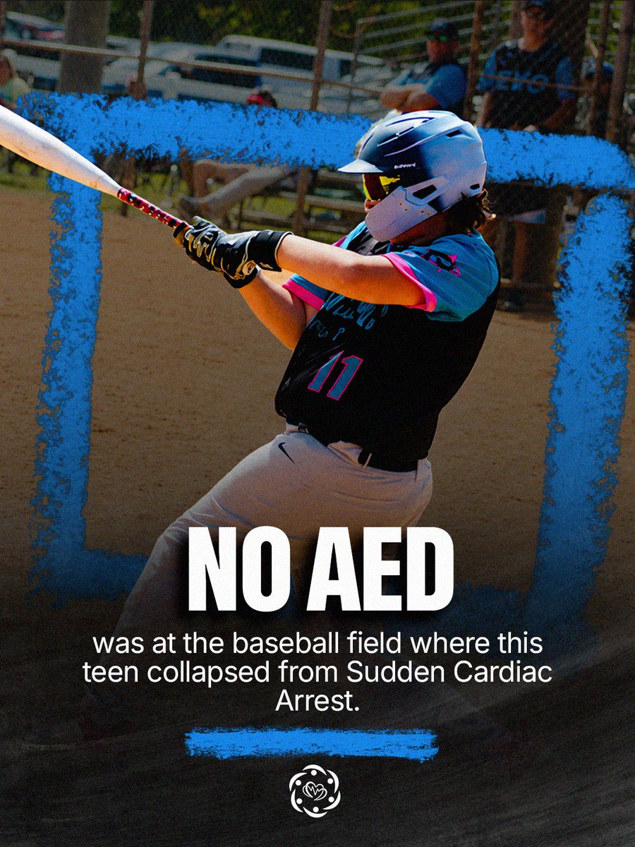 HuddleForHearts's tweet photo. After collapsing during a baseball game, CPR and an AED saved this boy’s life. He was lucky.

There was not an AED available at his baseball field, but paramedics arrived quickly and were able to administer the shock from an AED to restore his heart rhythm. https://t.co/YPZYCR2tDk