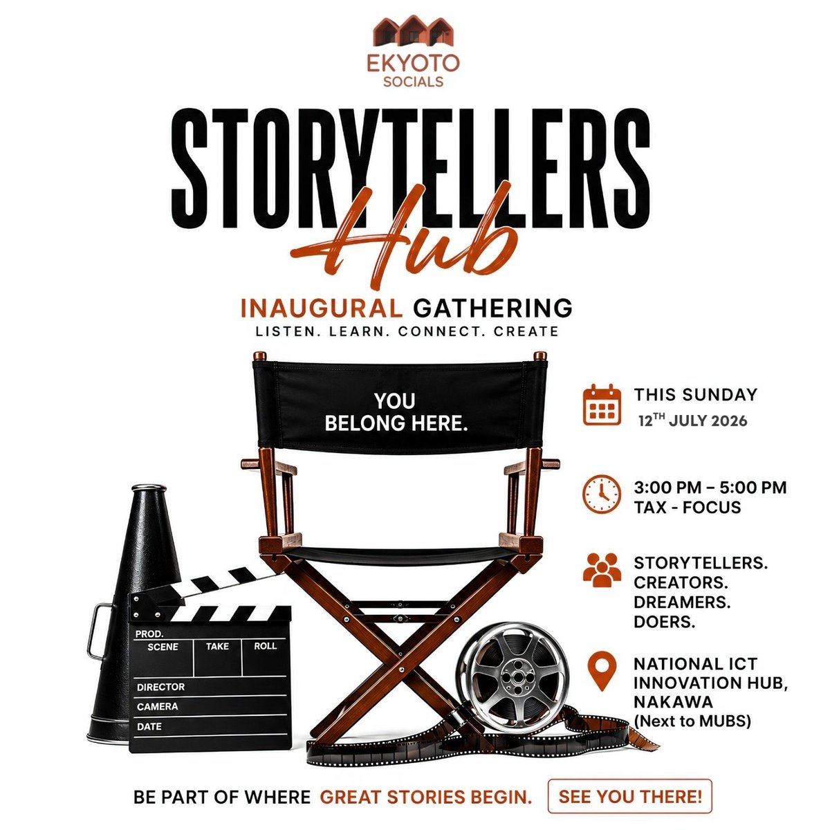 ekyotosocials's tweet photo. Every great film begins with people who decide to show up!!
This Sunday, we gather for the first ever StoryTellers Hub Gathering.
No stage. No spectators. Just storytellers, filmmakers, writers, directors, producers, actors, editors, and creatives around one table. See you there. https://t.co/SbjRU5EnJr