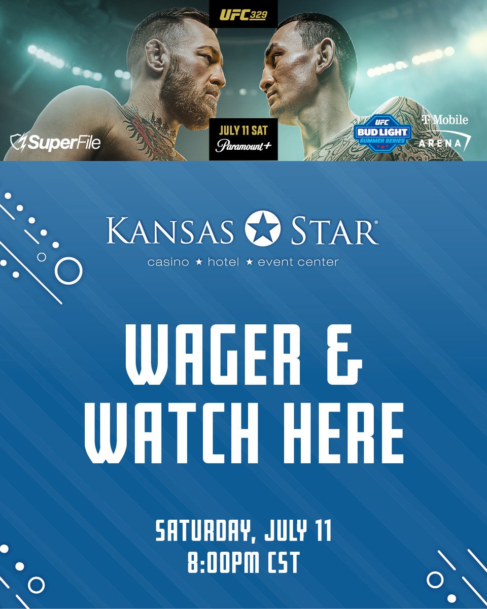 kansas_star's tweet photo. Fight night is calling! 🥊

Catch all the UFC 329 action at the Kansas Star Sportsbook this Saturday, July 11th starting at 8pm. Grab a drink, find your seat, and watch every moment on the big screen. https://t.co/5JBiQeEObX