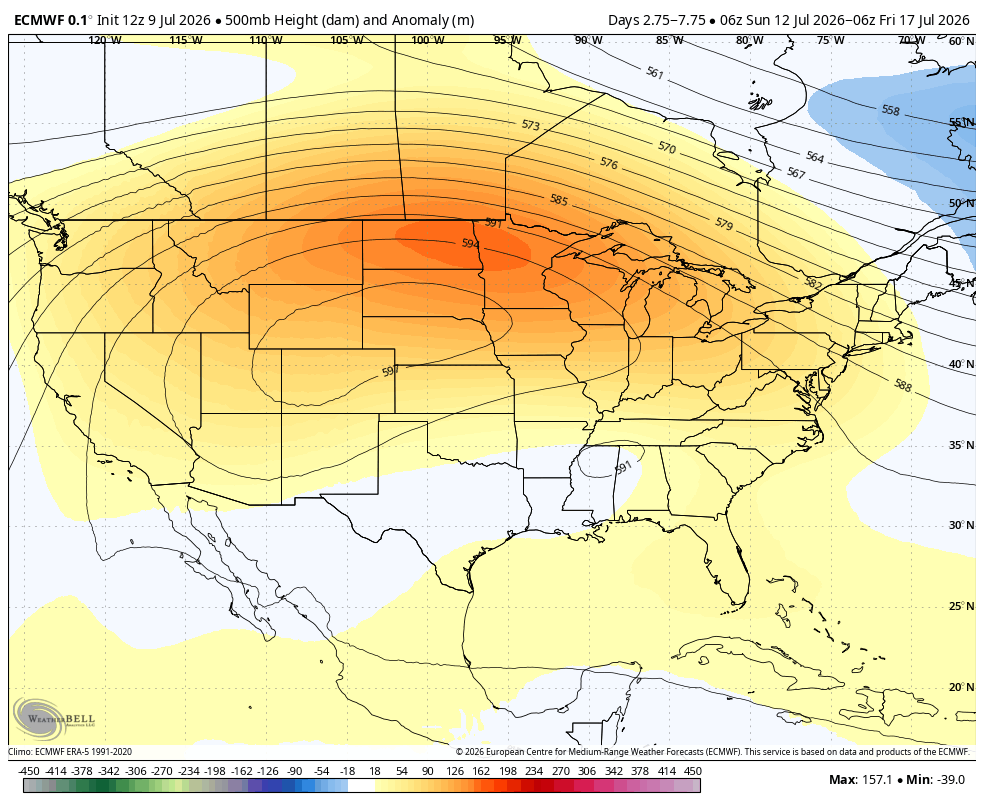 WxOntario1's tweet photo. After a bit of a break from the heat, looks like another multi day heat event may be on the way to Southern #Ontario next week

The ridge/ heat dome out west appears to flex/ shift eastward, pushing heat into the region

Doesn't look anywhere near as hot as last week and not as long duration

Several days (Monday to Wednesday) of temps in the low/ mid 30s, humidex values upper 30s/ near 40

Big cool down possible by the weekend!

#OnWX #ONStorm