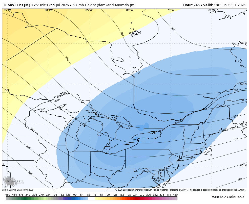 WxOntario1's tweet photo. After a bit of a break from the heat, looks like another multi day heat event may be on the way to Southern #Ontario next week

The ridge/ heat dome out west appears to flex/ shift eastward, pushing heat into the region

Doesn't look anywhere near as hot as last week and not as long duration

Several days (Monday to Wednesday) of temps in the low/ mid 30s, humidex values upper 30s/ near 40

Big cool down possible by the weekend!

#OnWX #ONStorm