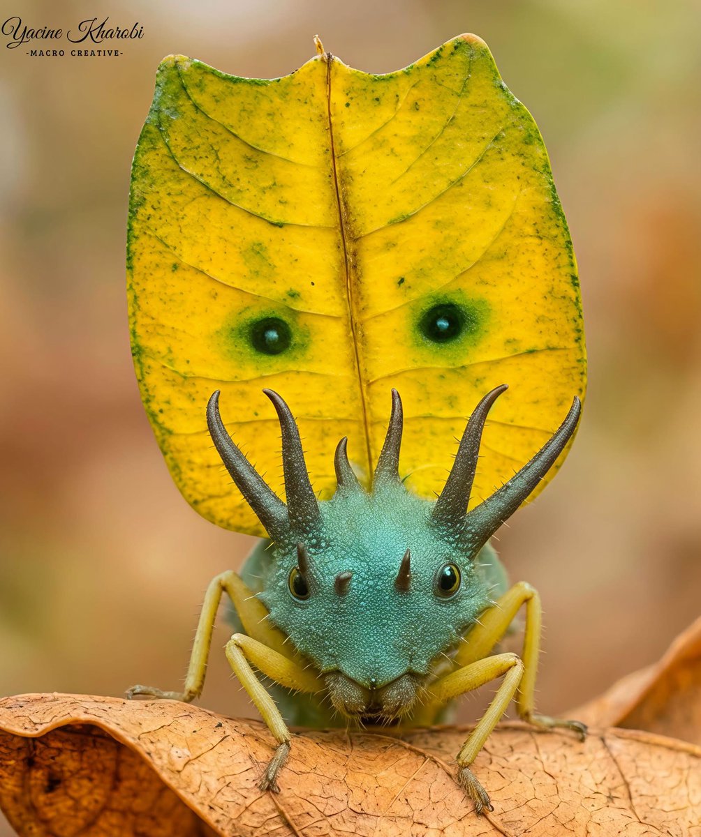 ScienceThing5's tweet photo. This stunning and innovative image captures an insect blending remarkably well with a yellow leaf, highlighting the genius of camouflage in nature __ https://t.co/hSreQwJwuA