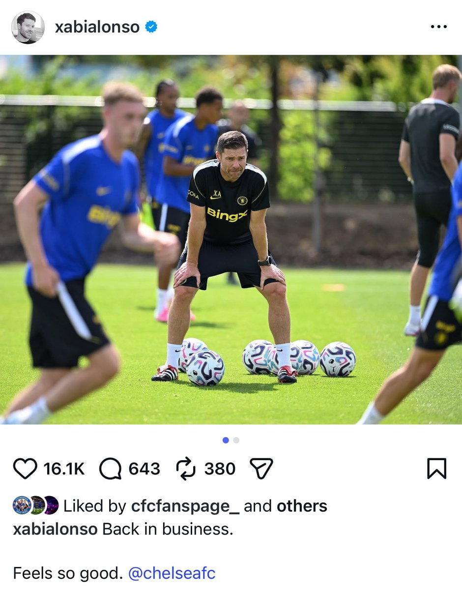 CFCPys's tweet photo. 🚨 Xabi Alonso on Instagram. : 

“Back in business, feels so good” https://t.co/xGcLS2nB1Q
