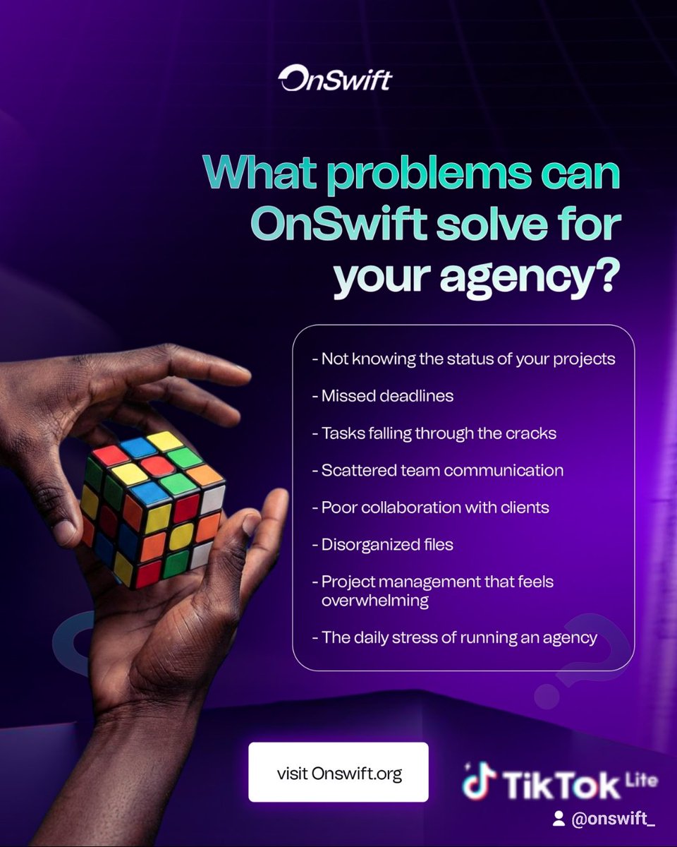 OnSwift_'s tweet photo. Running an agency shouldn't feel like putting out fires every day.

If you're constantly chasing updates, missing deadlines, searching for files, or trying to keep everyone on the same page, the problem isn't your team. 

It's your system. Manage your agency better with Onswift https://t.co/Y5QhqxfpKR