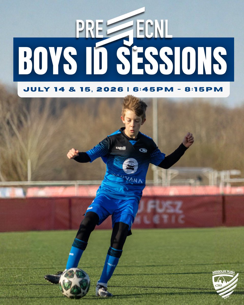 MoRushSoccer's tweet photo. Did you miss our previous ID Sessions?

We've scheduled two additional sessions this summer, for players still looking for an elite opportunity or who are unhappy with their current plans for the following season. These sessions are designed for players wanting to compete at the next level in a highly competitive environment.

Don't miss out on this opportunity, register for these sessions now at  https://t.co/d6D1Jn9dDA