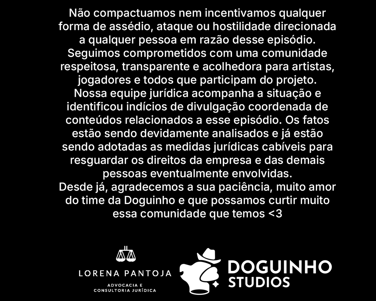 doguinhostudios's tweet photo. Nosso pronunciamento: https://t.co/uvetN7hmZQ