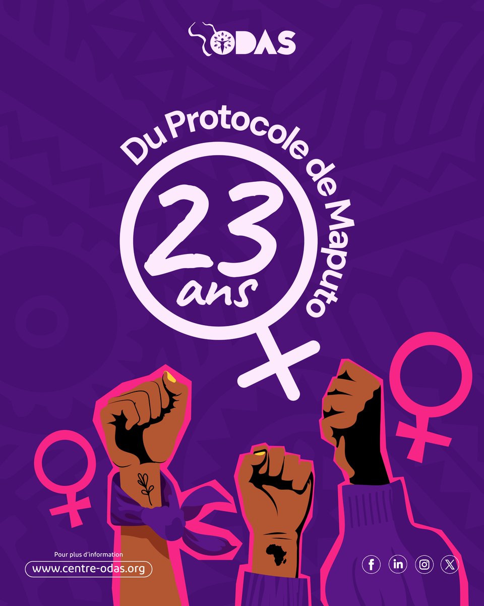 CentreOdas's tweet photo. 23 ans après le #ProtocoleDeMaputo, pas de recul sur les droits des femmes !

Suivez, partagez et soutenez la campagne du #MouvementODAS pour défendre les droits sexuels et reproductifs en Afrique francophone.

#PasDeReculPM #Maputo23 #NotreCorpsNosDroits https://t.co/5pZi1FoeHi