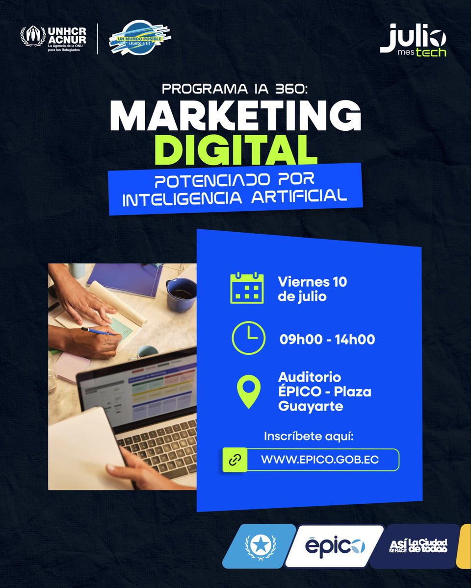 EpicoGye's tweet photo. Descubre cómo la Inteligencia Artificial puede potenciar tus resultados aprendiendo a realizar investigación de mercados.  🚀

📍 Auditorio del Centro de Emprendimiento - Plaza Guayarte (frente a la Universidad Católica)
📅 10 de julio
⏰ 09h00 a 14h00
📌Cupos limitados https://t.co/1Z0Nkzx8fj