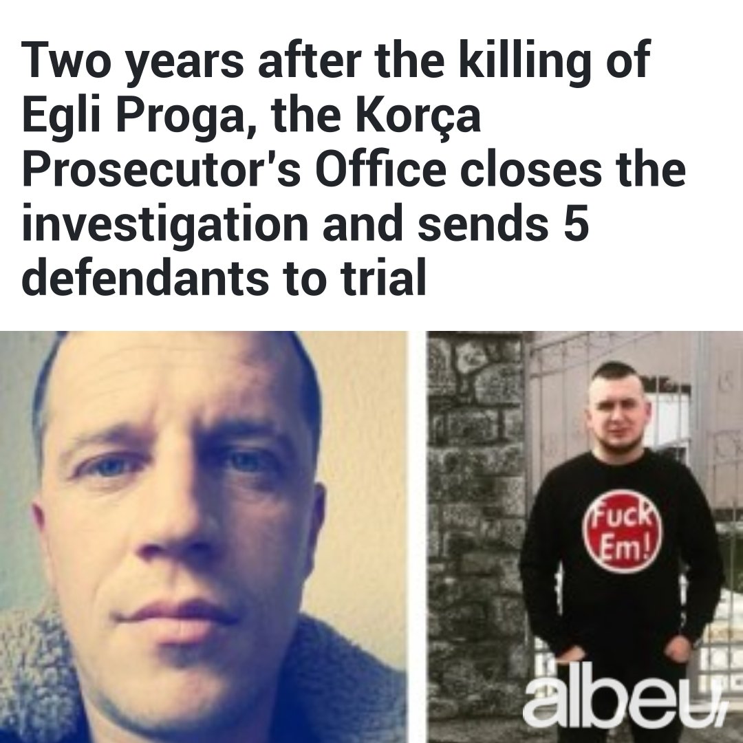 albeucom's tweet photo. Two years have passed since the killing of 42-year-old Egli Proga, and the Prosecutor’s Office at the Korça Court has concluded the investigative phase, sending the criminal file against five people linked to the case to court.

https://t.co/nlmG91nn3j https://t.co/7voIlWd1kI