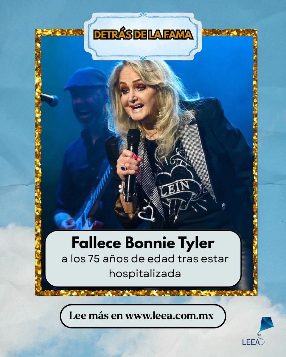 leeaecmx's tweet photo. La música despide a una leyenda. Bonnie Tyler, la icónica voz detrás de “Total Eclipse of the Heart” y “Holding Out for a Hero”, falleció a los 75 años tras complicaciones de salud. https://t.co/Qdud84tMYr
#BonnieTyler #Música #LeyendasDeLaMúsica #música #entretenimiento https://t.co/Ojb2nYy2PL