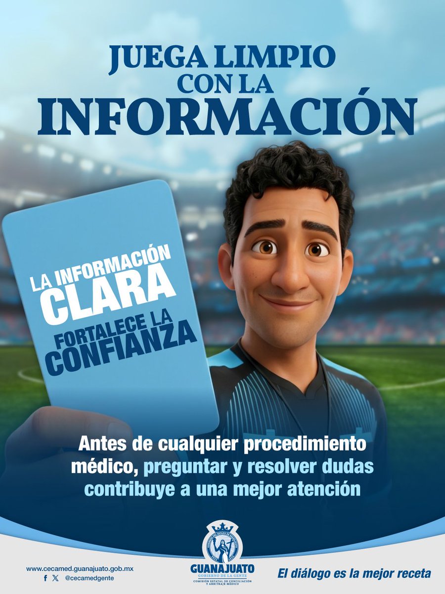 CecamedGente's tweet photo. Jugar limpio también significa estar bien informado.

Antes de cualquier procedimiento médico, preguntar, escuchar y resolver dudas fortalece la confianza y contribuye a una mejor atención.

En CECAMED promovemos el diálogo, porque el diálogo es la mejor receta. https://t.co/JqEx19SA0A