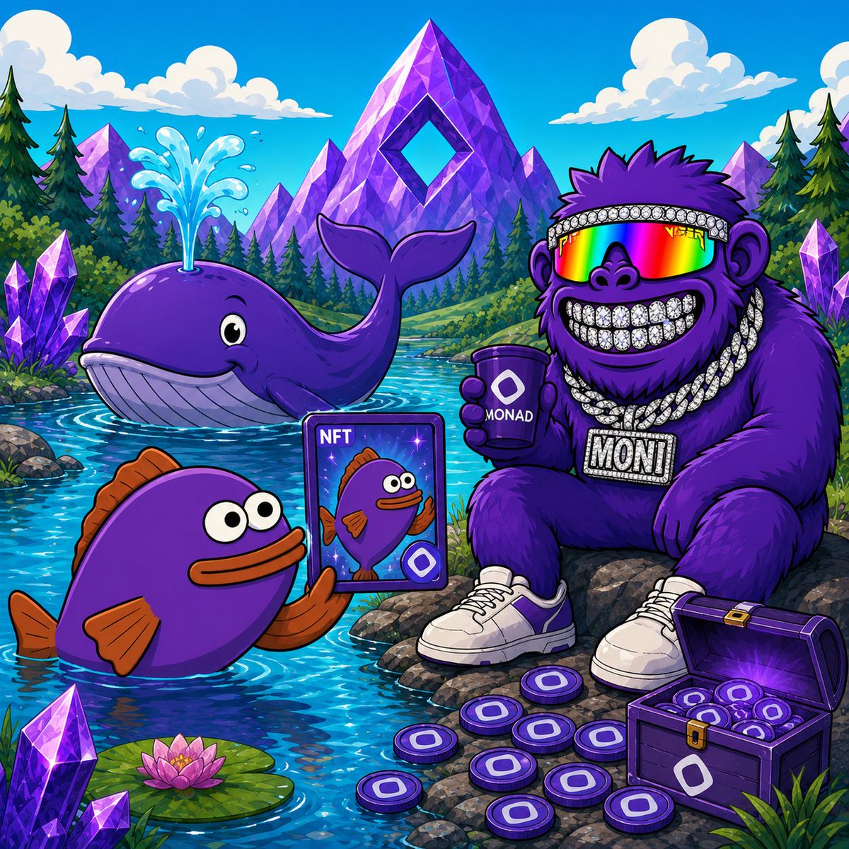 SalmonadOG's tweet photo. If your holding 1% of either $MONI or $Salmonad you will be whitelisted for a free NFT , also will have a whale chat opened at 50k make sure you have that 1% https://t.co/n2qYCLKqjm