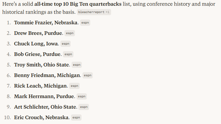 DougDaubert's tweet photo. @joshtweeterson I asked AI to show me the best B1G QB's of all time...and this... https://t.co/MNaZzEmjWt